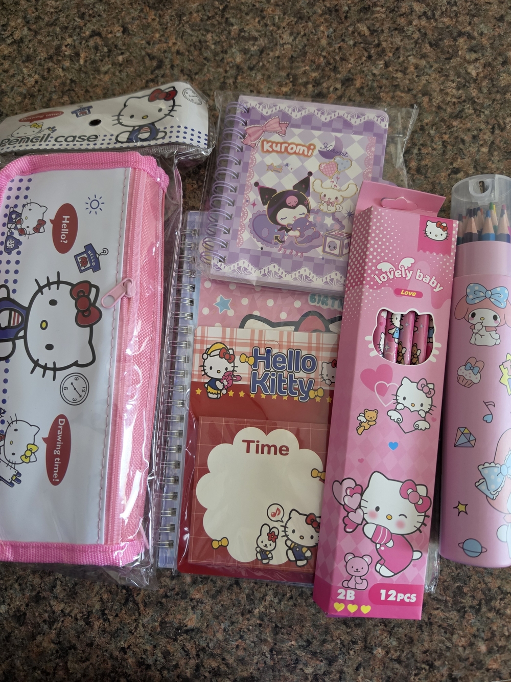 Hello Kitty Pink Kids Pencil Case & Stationery Set